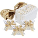 50pcs botes  drages pour mariage baptme fte contenant drages en papier pochon drages avec rubans ...