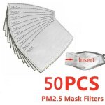 50pcs - filtre � charbon actif � 5 couches cartouche de filtre anti - bu�e et anti - poussi�re pour adult ...