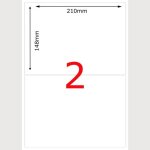 50x feuille autocollante papier 100 �tiquettes 210x148mm a5 soit 2 par planche