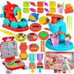 Jouets en p�te � modeler - multicolore - 51 pi�ces - hamburgers et pizzas - outils vari�s - � partir ...