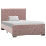 5542?neu 2022� meuble lit adulte 100 x 200 cm - sommier inclus - contemporain & cadre de lit rose tissu ...