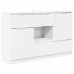 [5766112]meuble bas - buffet de salonmeuble de rangement buffet avec tiroir blanc 100x30x656 bois ding�nieriep ...