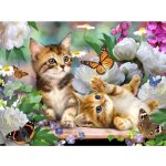 Peinture au diamant 5d - diy - chat - multicolore - 40x30cm - kit complet