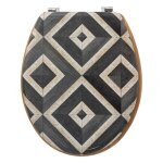 Abattant wc - assise bois et couvercle � motifs - tendance - canvas