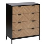 5five - commode chevrons 4 tiroirs effet pin naturel et noir 95x80cm 5five - commode chevrons 4 tiroirs effet pin naturel et noir 95x80cm
