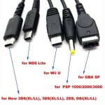 5in1 usb cable chargeur pour nintendo gba sp wii u 3ds ndsl xl dsi psp bes3569