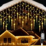 5m 216leds guirlande lumineuse exterieure 8 modes rideau lumineux intrieur pour dcoration de nol mariage ...