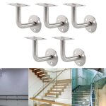 5pcs support soutien main courante en acier inoxydable mural pour rampe escalier