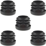 5x embout de tube rond rentrant �25mm noir plastique chaise meuble cache