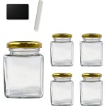 5x pot en verre carré pour Épices 100ml avec couvercle + 5 ardoises + craie - bocaux rangement cuisine ... 5x pot en verre carré pour Épices 100ml avec couvercle + 5 ardoises + craie - bocaux rangement cuisine ...