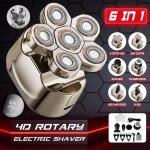 6 en 1 4d rasoir lectrique hommes tte chauve tondeuses  cheveux humide sec avec rotatives ttes tanche ...