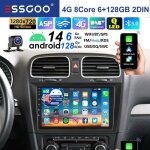6 + 128go autoradio 9 android 14 avec carplay voiture cam�ra pour vw golf vi 2008 - 2012 �cran tactile ...