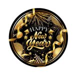 6 assiettes carton nouvel an c�l�brations 23cm noir