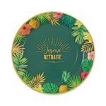 6 assiettes carton retraite tropical 23cm vert - vaisselle de f�te