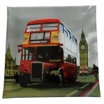 6 assiettes dessert en verre 20 x 20 cm motif londres - gris rouge - service � vaisselle - design th�me ...