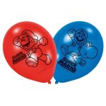 Ballons - super mario - lot de 6 - rouge et bleu - d�coration de f�te - anniversaire