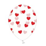 6 ballons en latex transparents coeurs rouges 30 cm - rouge
