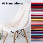 * 6 blanc laiteux foulard foulard imitation cachemire de couleur unie