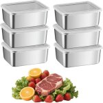 6 bo�tes conservation acier inox r�utilisables empilables charcuterie / frigo couvercles inclus label ...