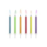 6 bougies danniversaire flamme color�e 6 cm - multicolore