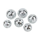 6 boules � facettes miroir disco 3 - 3. 5 - 4cm argent gris argent