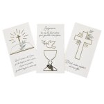 6 cartes de remerciements communion blanc et or