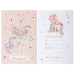 6 cartons invitation licorne magique 10x15cm rose