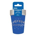 6 gobelets carton anniversaire 25cl bleu