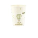 6 gobelets carton anniversaire montgolfi�re 25cl beige ivoire cr�me �cru naturel taupe