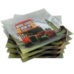 6 grandes assiettes plates carr�e 30x30 cm - verre - motif londres - gris rouge - service � vaisselle ...