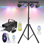6 jeux de lumiere + pied dj + machine a fumee + produit pack sono light dj idal soire dansante bar ...