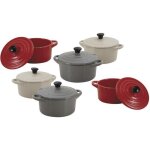 Mini cocottes rondes - marque - 10 cm - c�ramique - rouge - tous feux compatibles