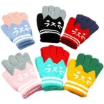 6 paires gants hiver automne chaud mitaines plein - doigts tricot extrieur ski chaton imprim pour enfant ...