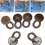 6 pcs boutons en metal pantalon jeans ou jupe rallonge extenseur ressort