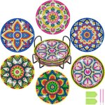 6 pcs diy diamant peinture dessous de verre mandala / animal acrylique coaster kit avec support diamond ... 6 pcs diy diamant peinture dessous de verre mandala / animal acrylique coaster kit avec support diamond ...