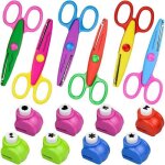 6 pcs ensemble de ciseaux ciseaux dentel�s pour enfants avec 8 perforatrice papier pour scrapbooking ...