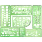 6 pcs pochoirs g�ometrique en plastique r�gle mod�le pour m�canique architecture g�nie electrique - vert ...