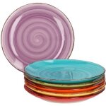 Assiette  gteaux - uni - 6 pices - grs - style mditerranen - compatible lave - vaisselle