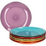Assiette plate - uni colore - 6 pices - faence - compatible lave - vaisselle -  27 cm