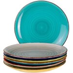 Vaisselle - malaga - service dassiettes plates colores - grs - lot de 6