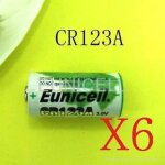 6 piles cr123 cr123a 3v lithium 1500mah eunicell