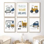 6 véhicules de construction pour enfants affiche garcon deco chambre tableau toile decoration murale ... 6 véhicules de construction pour enfants affiche garcon deco chambre tableau toile decoration murale ...
