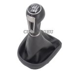6 vitesses noir - pommeau de levier de vitesse mt avec botte en cuir pu pour seat leon 2006 2007 2008 ...