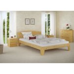 Lit adulte en pin naturel 140x200 confortable au charme rustique avec sommier et matelas 60. 63 - 14m ...