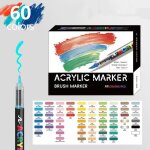 60 couleurs feutre acryliqueacrylic paint brush marker � peinture � base deaumarqueur peinture acrylique ...