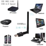 600 mbps double bande 24 - 5 ghz sans fil adaptateur rseau wifi usb w - antenne 802. 11ac scy70717105 ...