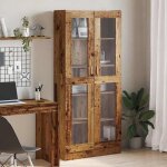 [60861]meuble colonne meublechicbuffet haut armoire de rangement - vieux bois 825x305x185 cm bois ding�nieriep ...