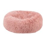 60cm couchage panier chien chat corbeille coussin rond hiver chaud en peluche lit animal ?rose?