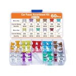 60pcs fusible voiture set fusibles auto / truck / rv / camion / moto(2a 3a 5a 7. 5a 10a 15a 20a 25a 30a ...