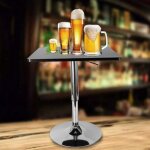 60x60 cm table haute de bar mange - debout table de bar carr�e r�glable en hauteur table haute avec pi�tement ...